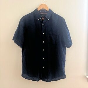 Porter & Ash Linen Shirt Buttondown Navy Blue Men’s Shirt Sleeve